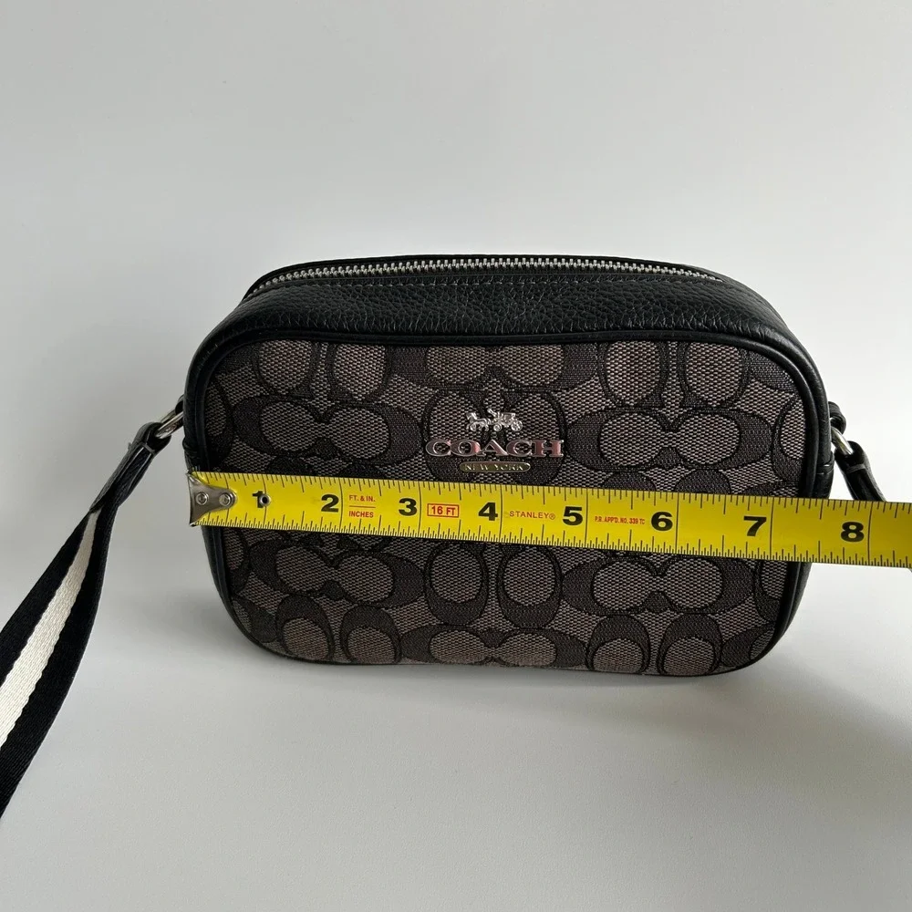Coach Jamie Camera Bag Charcoal Black Signature Leather Crossbody Excellent